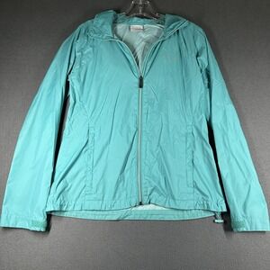 Columbia Jacket Womens Medium Green Hooded Lightweight Full Zip Windbreaker